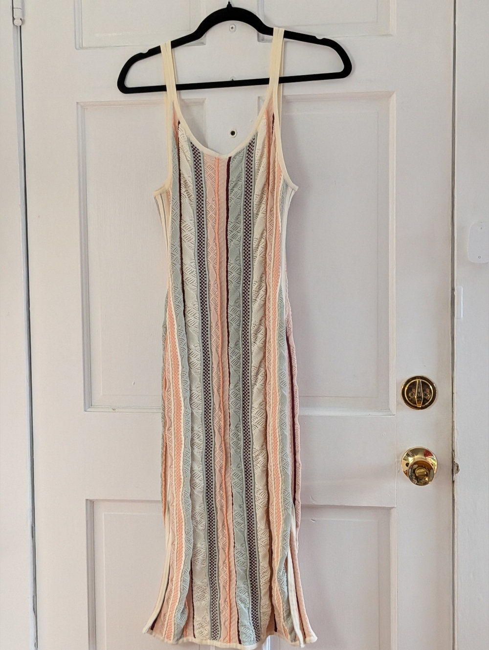 Club Monaco Knit Midi Dress Striped Open Knit Cotton Blend Size S - Picture 3 of 6